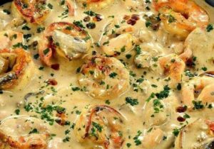 Crevettes à l’Ail et Lait de Coco