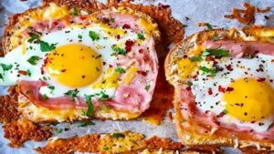 Jambon au fromage et œuf au four