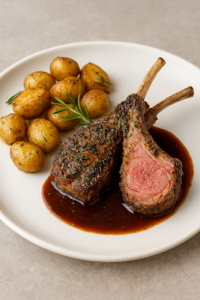 Côtes d’agneau rôties aux herbes