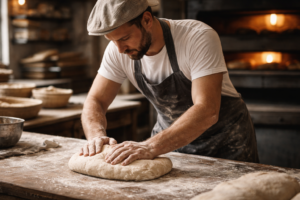 Boulanger au travail dès l'aube