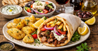 MENU COMPLET – GYROS D’AGNEAU TRADITIONNEL GREC