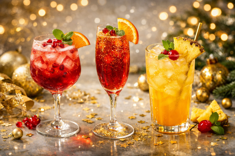Trio de cocktails sans alcool pour un réveillon magique