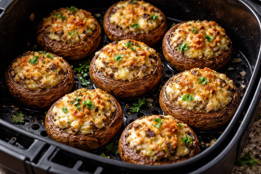 Champignons farcis dores a la perfection