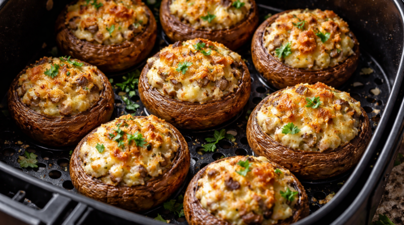 Champignons farcis dores a la perfection