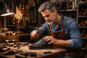 Cordonier a loeuvre dans son atelier