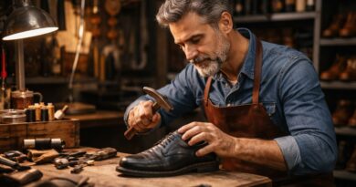 Cordonier a loeuvre dans son atelier