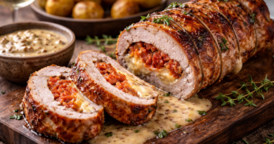 Medaillons de porc farci et sauce cremeuse