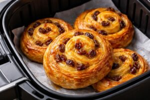 Pain au raisin fraichement cuit