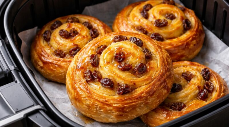 Pain au raisin fraichement cuit