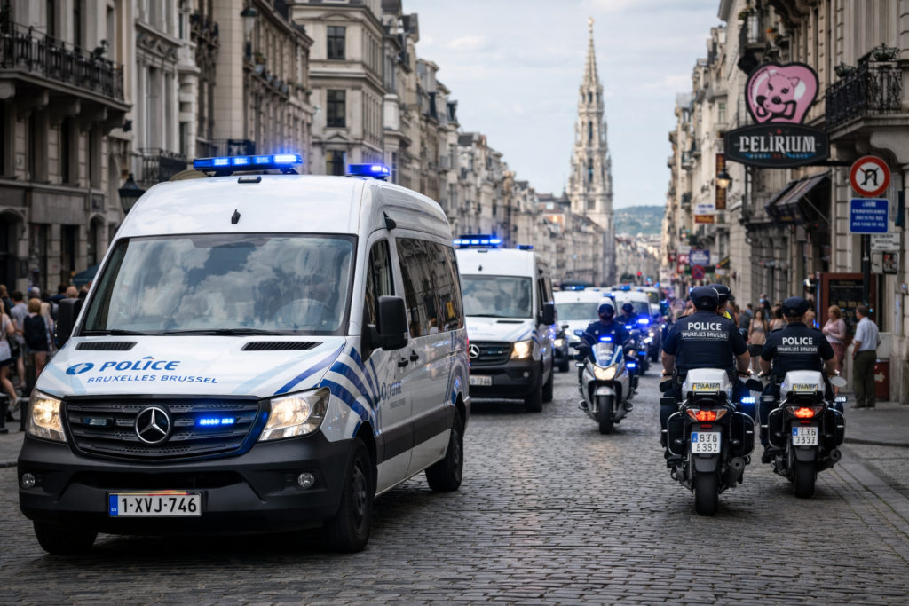 Patrouille policiere a Bruxelles