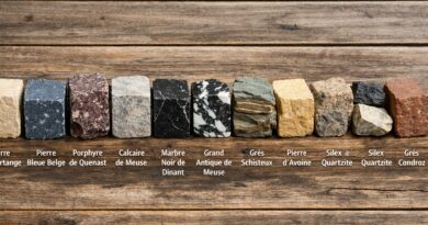 Pierre belge en rangée sur bois