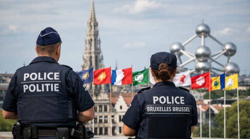 Police bruxelloises et Atomium sous les drapeaux