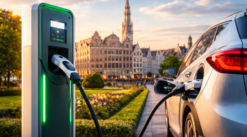 Recharge électrique au coucher du soleil