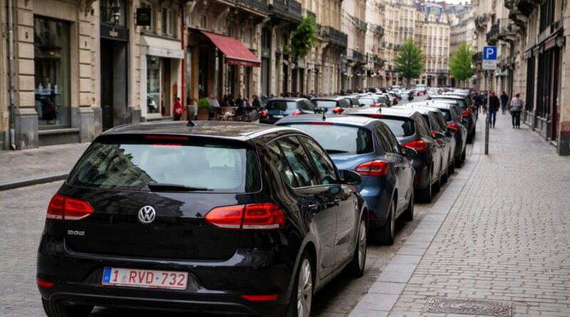Rue bruxelloise animée et architecturale