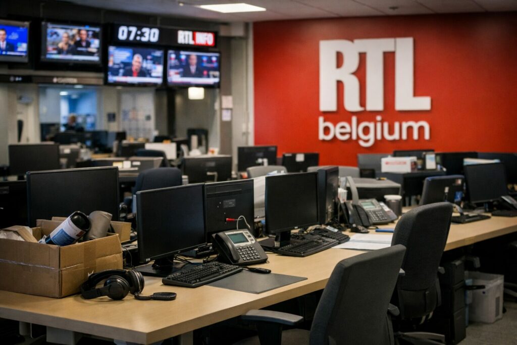 Salle de redaction vide chez RTL Belgique