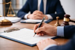 Signature en cours chez le notaire