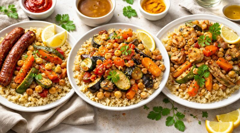 Trois variations de couscous assorties