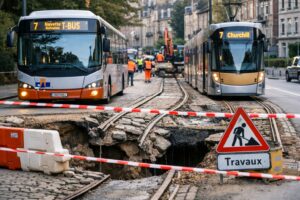 Affaissement de route a Uccle