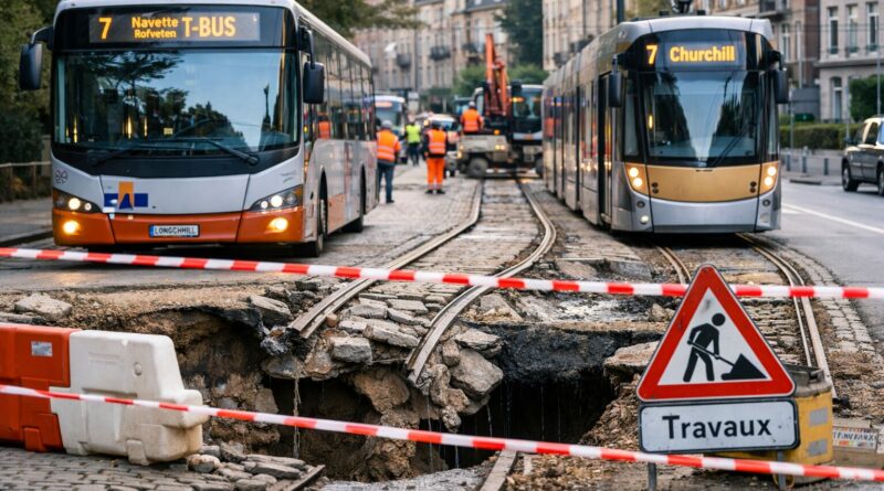 Affaissement de route a Uccle