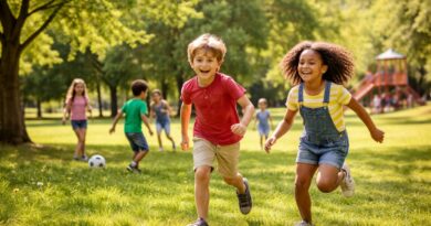 Des enfants en pleine course dans le parc