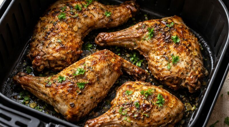 Lapin roti dans la friteuse a air