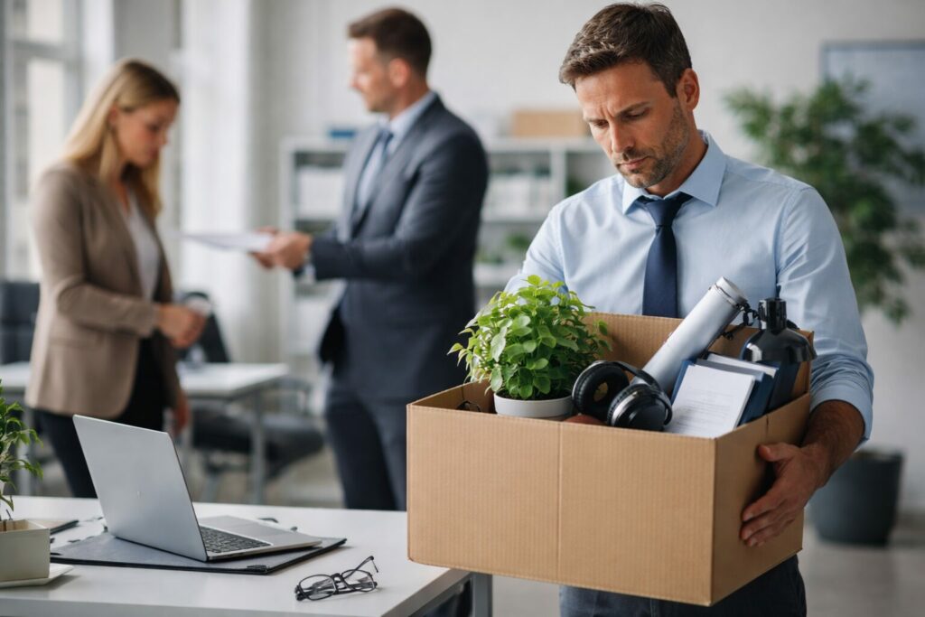 Licenciement dans un bureau moderne