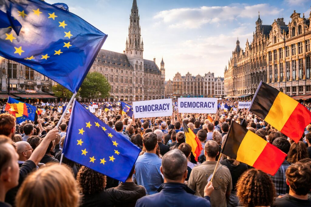 Manifestation pour la democratie a Bruxelles