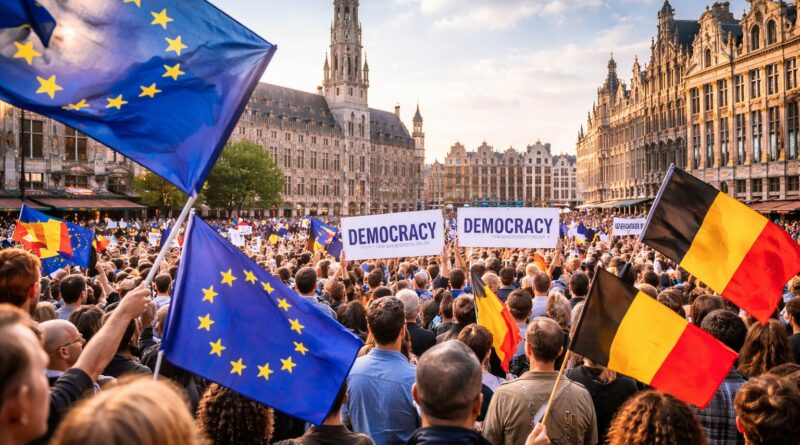 Manifestation pour la democratie a Bruxelles
