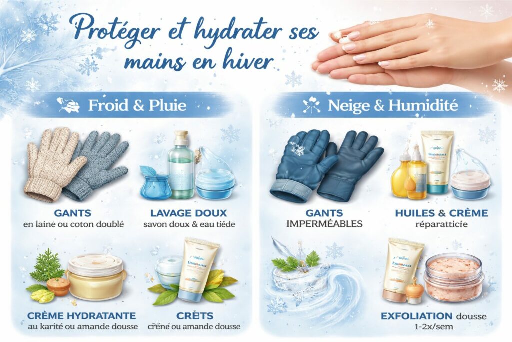 Mains Douces en Hiver : Guide Complet pour Protéger et Hydrater Vos Mains contre le Froid, la Pluie et la Neige