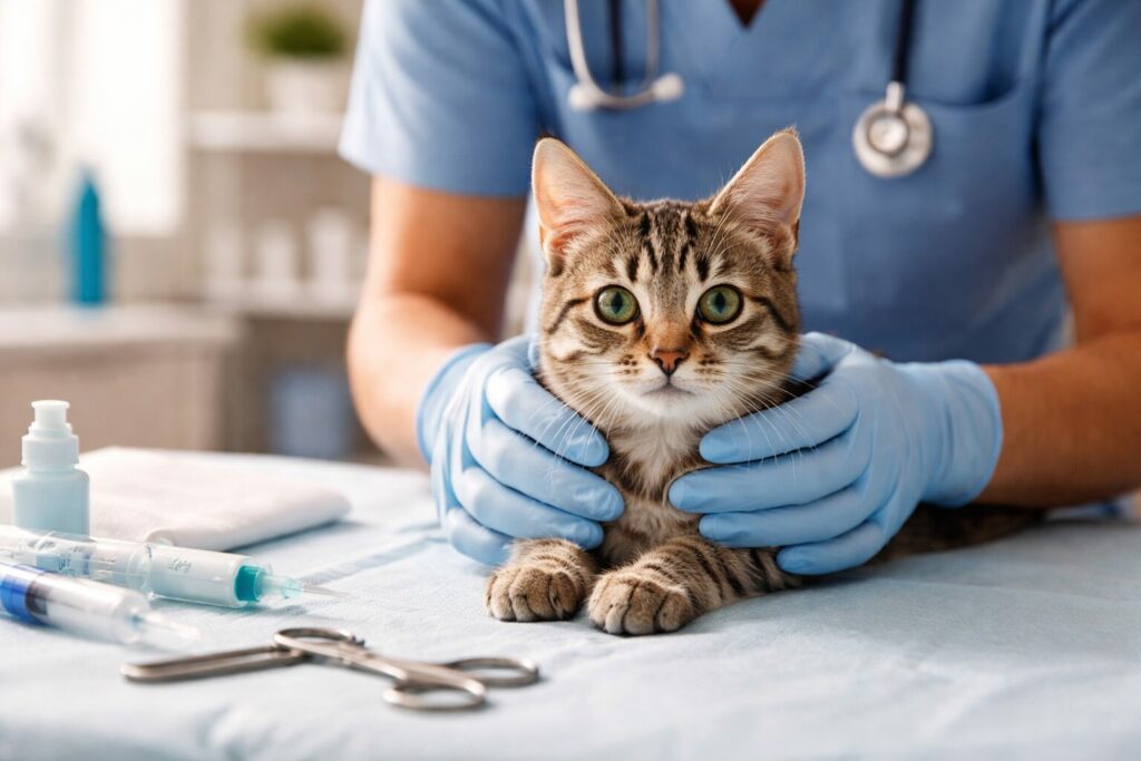 Soins doux pour un chaton