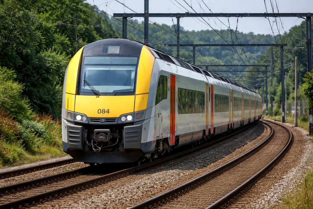 Train moderne belge en mouvement