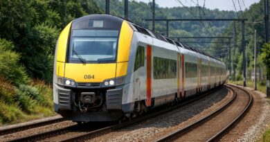Train moderne belge en mouvement