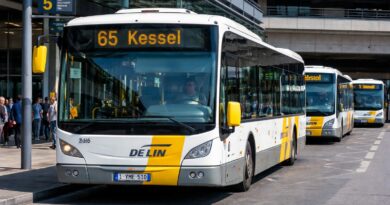 Trois bus De Lijn a la station