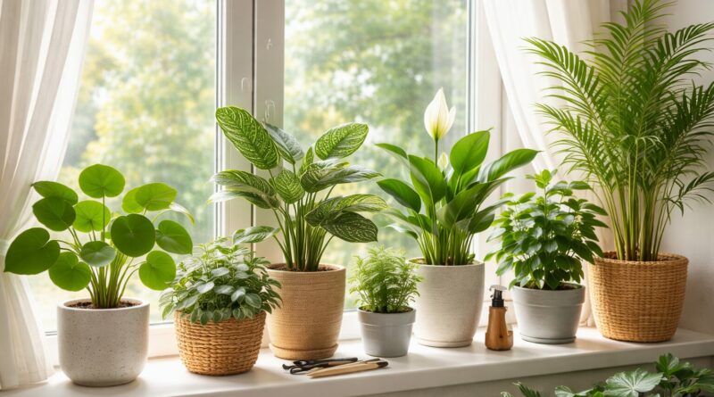 Jardin dinterieur sous la lumiere du matin