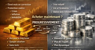 Or et argent en baisse