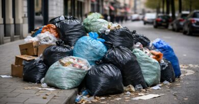 Tas dordures sur le trottoir a Bruxelles