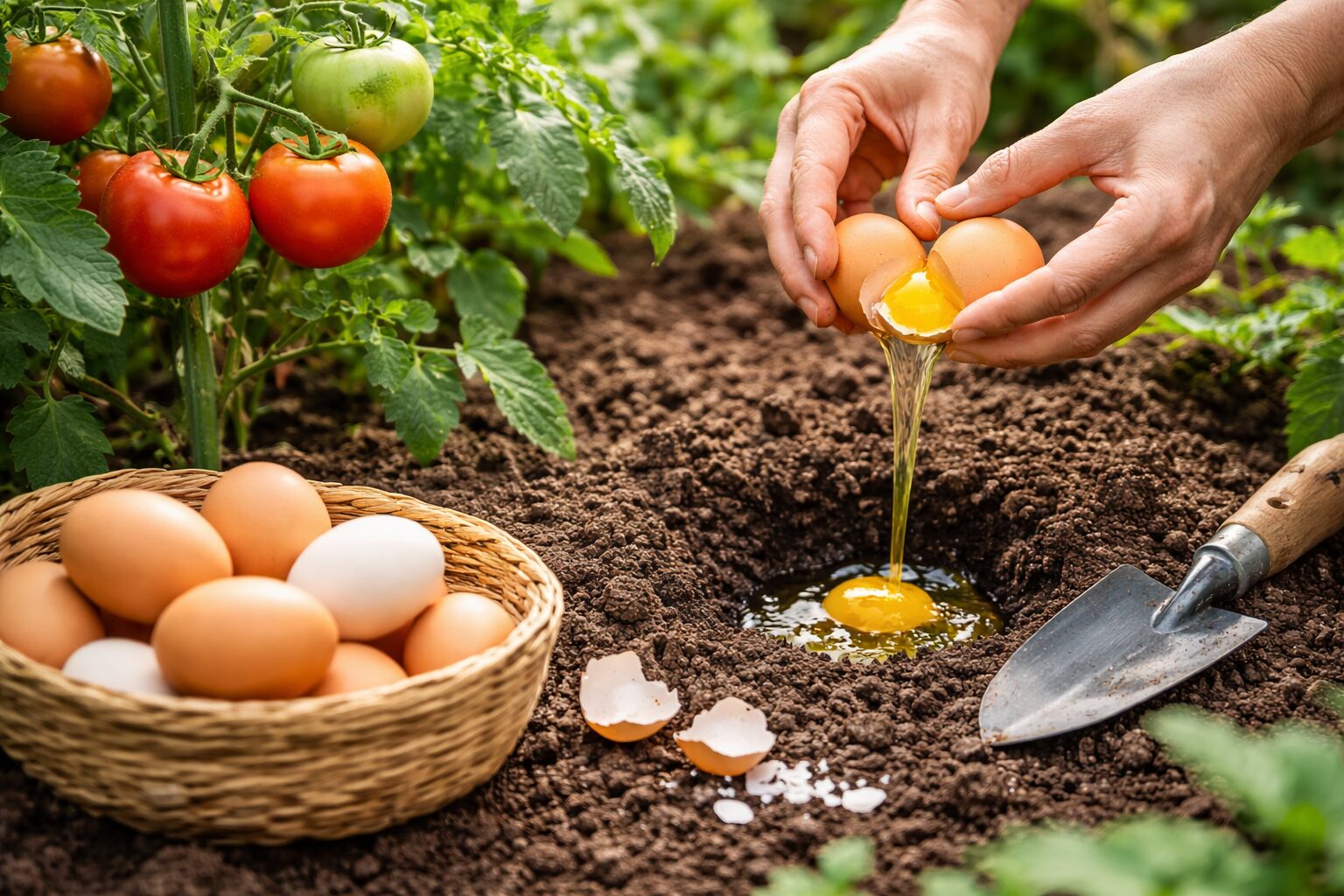 Utilisation doeufs frais au jardin