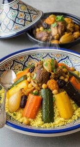 Recette : Couscous au jarret d’agneau et merguez