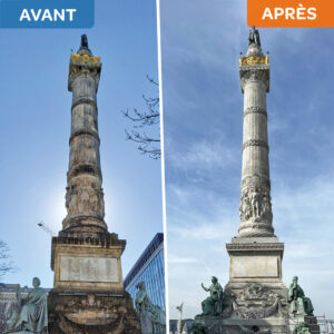 Fin de la campagne de nettoyage et d’entretien de la Colonne du Congrès à Bruxelles